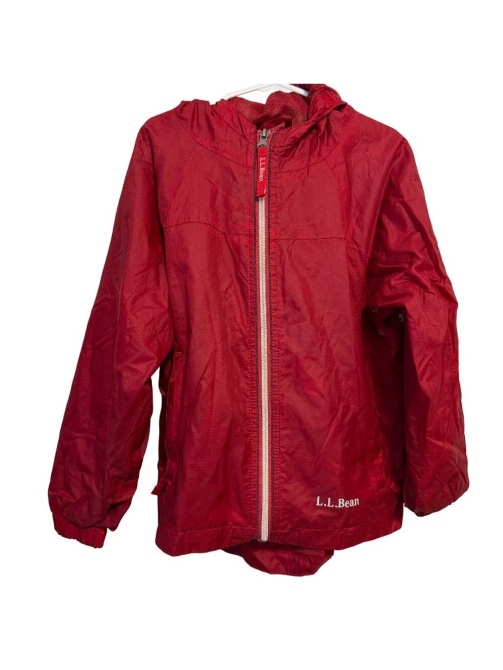 Vintage L.L.Bean Kids Red Nylon Windbreaker Jacket Size 5-6